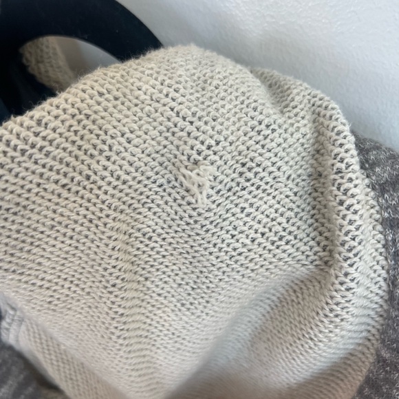 Free People Distressed Denim Jacket with knit sleeves and removable hood - Picture 8 of 10